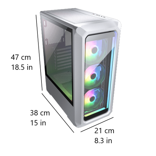 Cougar ARCHON 2 Mesh RGB Mid Tower ATX Computer Case, Tempered Glass Side Panel, Front Mesh, 3x 120mm ARGB Fans Pre-Installed, White