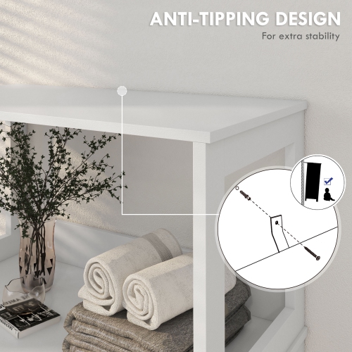 kleankin Bathroom Cabinet, Modern Bathroom Storage Cabinet, Linen Cabinet with Barn Doors, Drawer and 2 Open Shelves, White