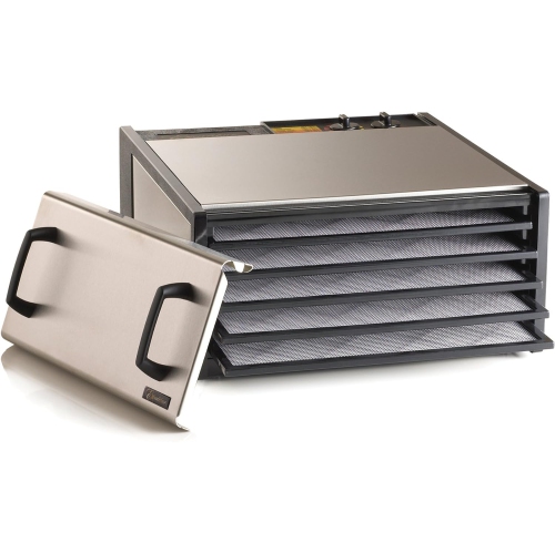 Excalibur D500S 5-Tray Electric Food Dehydrator with Clear Door for Viewing Progress Features 26-Hour Timer Temperature Settings and Automatic Shut