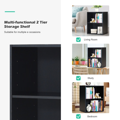 Topbuy – Table de chevet à 2 niveaux avec tablette de présentation ouverte, table de bout en MDF, noir