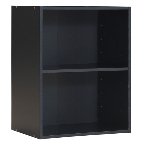 Topbuy – Table de chevet à 2 niveaux avec tablette de présentation ouverte, table de bout en MDF, noir