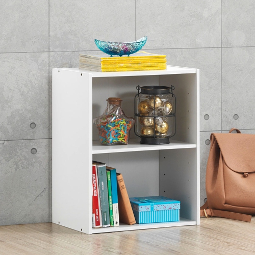 Topbuy 2-Tier Storage Night Stand Open Display Shelf MDF End Table White