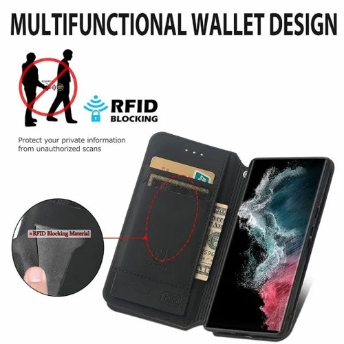 CaseNeo pour Samsung Galaxy S23 Ultra étui portefeuille en cuir avec protection RFID fentes pour cartes de crédit – Émeraude avec protecteur d’écran