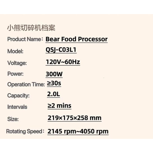 BEAR Food Processor-Food Chopper Electric Dual Speed for Meat, Vegetable, Cheese
