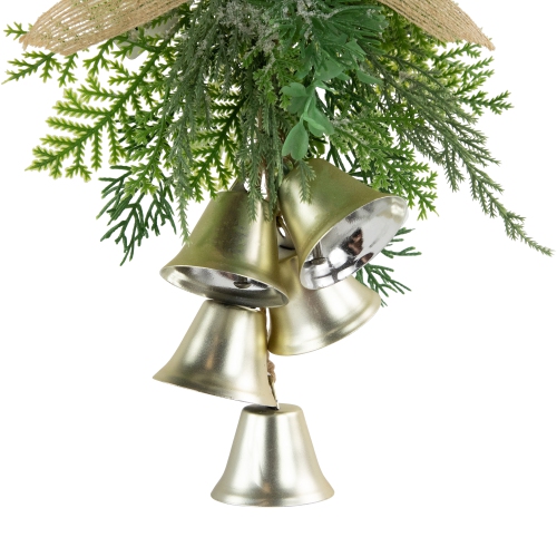 11.25" Gold Bells Christmas Door Hanger with Burlap Bow