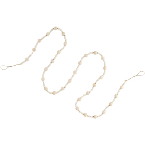 6' Cream Wooden Beads Christmas Garland, Unlit