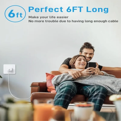 iPhone Fast Charger [Apple MFi Certified] 20W PD USB C Wall Charger Block with 6FT USB C to Lightning Cable & Apple Charger for iPhone 14/13/12/11