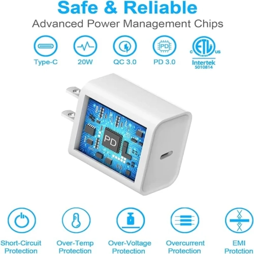 USB C Charger, 2-Pack 20W iPhone 12 Fast Charger Block USB Type C Wall Charger with PD 3.0, Durable Compact USB-C Power Delivery Adapter Compatible