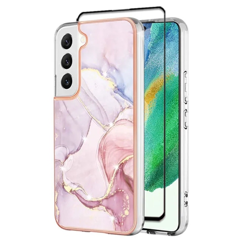 【SuperShield】For Samsung Galaxy S23 TPU Soft Case Slim Cute Men Women Lady Silicone Shockproof Protective Marble Case - Pink With Free Tempered Glass