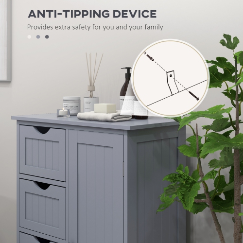 Armoire de salle de bain kleankin, armoire de rangement au sol avec tablette réglable et 4 tiroirs, armoire latérale autonome pour salle de bain,