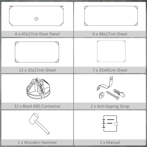 HOMCOM 6 Cube Storage Organizer, Modular Closet Organizers, Shoe Cabinet for Bedroom Living Room Entryway, Black
