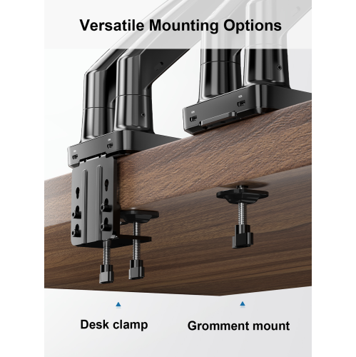 ErgoAV Dual Arm Monitor Desk Mount With Docking Station, Fits Up To A 34" Screen
