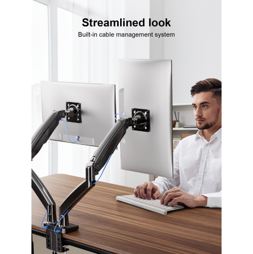 ErgoAV Dual Arm Monitor Desk Mount With Docking Station, Fits Up To A 34" Screen