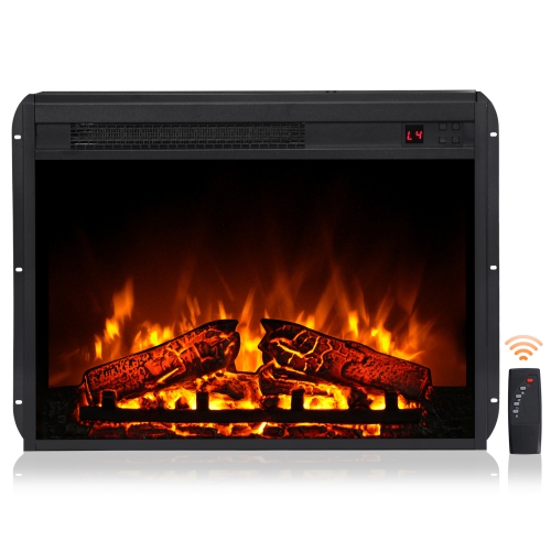 23" Electric Fireplace Insert, Wall Mounted and TV Stand Cabinet Recessed Fireplace Heater with Remote & Panel Control, 4 Flame Brightness, 8H Timer,