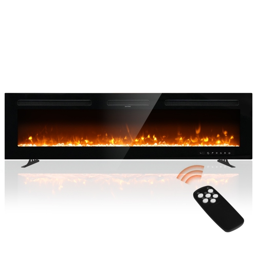 Image 1 de 10.. 60" Electric Fireplace, Free Standing Fireplace Heater with Remote & Panel Control, 12 Flame Color Adjustable, 8H Timer, Overheating Protection, Low