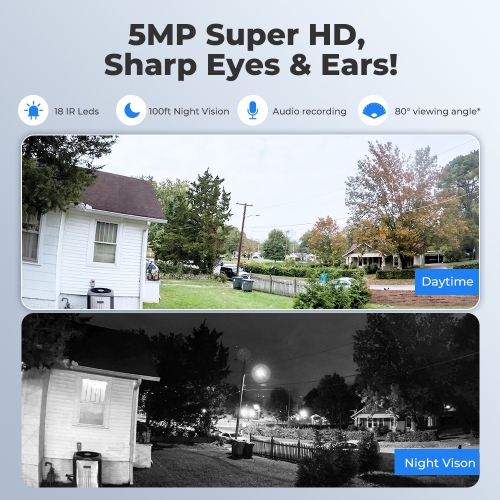 Reolink 5MP Person/Vehicle Detection Smart PoE IP Security Camera, 100ft Night Vision, Audio Recording