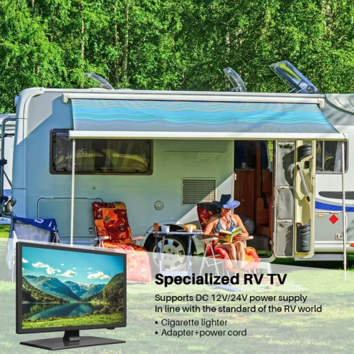 Sylvox 24inch RV TV, 12 Volt TV DC Powered Television, 1080P FHD RV TV with built in dvd player, Hi-Fi Speaker & FM Radio