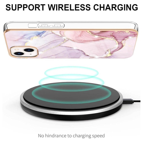 [SuperShield]pour Apple iPhone 14 plus TPU étui souple Slim cute hommes femmes silicone antichoc étui fleur - Rose avec protecteur d'écran en verre