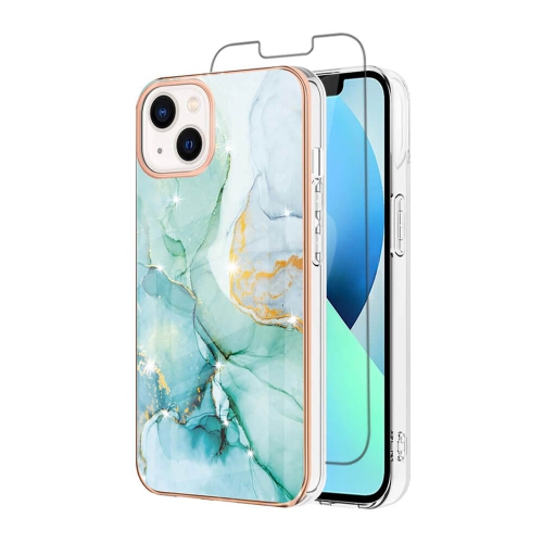 【SuperShield】For Apple iPhone 14 Pro Max TPU Soft Case Slim Cute Men Women Lady Silicone Shockproof Protective Flower Pattern Case - Green With Free