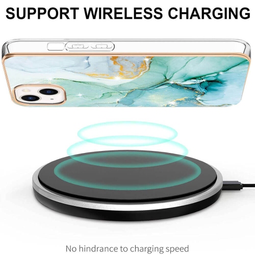 【SuperShield】For Apple iPhone 14 Pro Max TPU Soft Case Slim Cute Men Women Lady Silicone Shockproof Protective Flower Pattern Case - Green With Free