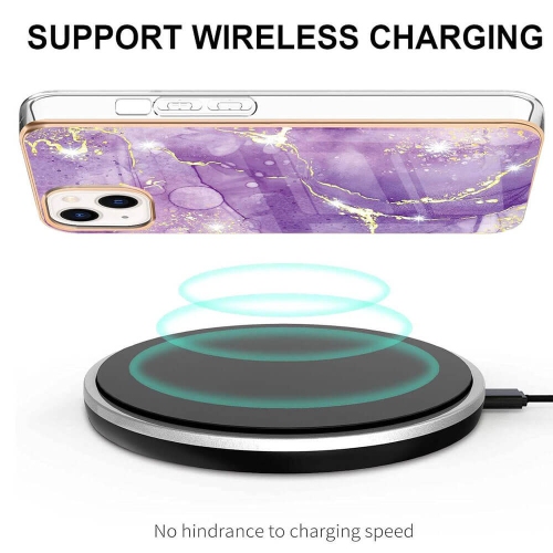 【SuperShield】For Apple iPhone 14 Pro TPU Soft Case Slim Cute Men Women Lady Silicone Shockproof Protective Flower Pattern Case - Purple With Free