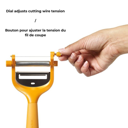 Starfrit - 2 in 1 Adjustable Cheese Slicer, Stainless Steel Plate, Dishwasher Safe, Orange