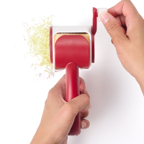 Starfrit - Rotary Cheese Grater, Stainless Steel Barrel, Dishwasher Safe, Red