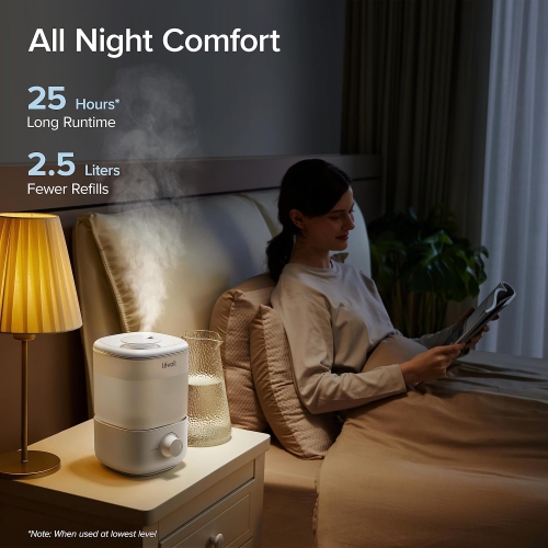 LEVOIT Humidifier for Bedroom, 2.5L Top Fill Cool Mist Air Humidifiers for Baby Nursery, Plants, Small Ultrasonic Humidifier, Auto Shut-off, BPA