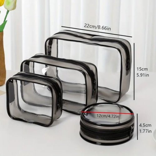 4 Pcs Transparent Makeup Bag Waterproof Storage Pvc Cosmetic Beauty Wash Travel