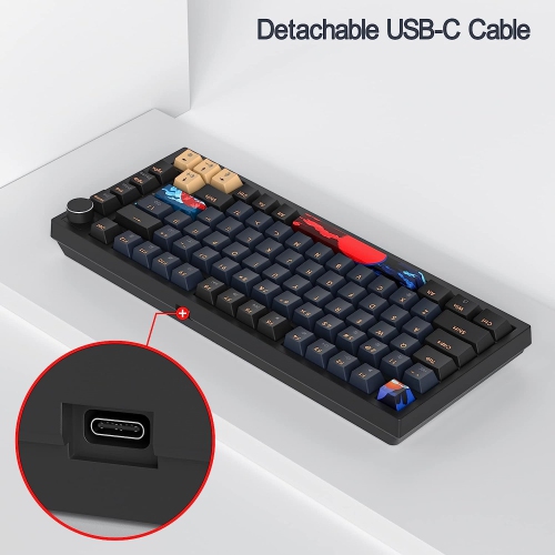 Wired 75% Percent Mechanical Keyboard, Hot Swappable, Red Switch, TKL Mechanical Keyboard, Gasket Mount, RGB Backlit Compact Gaming Keyboard with