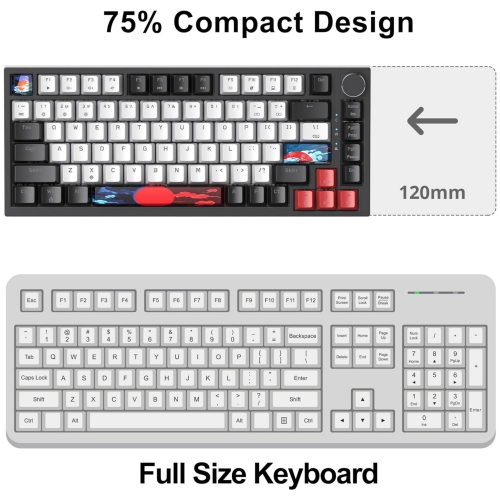 Wired 75% Percent Mechanical Keyboard, Hot Swappable, Red Switch, TKL Mechanical Keyboard, Gasket Mount, RGB Backlit NKRO Compact Gaming Keyboard