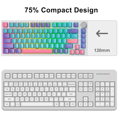 Wired 75% Percent Mechanical Keyboard, Hot Swappable, Red Switch, TKL Mechanical Keyboard, Gasket Mount, RGB Backlit Compact Gaming Keyboard with