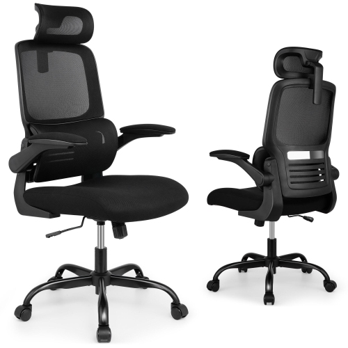 High Back Ergonomic Office Chair with Adjustable Headrest, Desk Chair Task Chair Computer Chair with Lumbar Support and 90° Flip-up Armrests