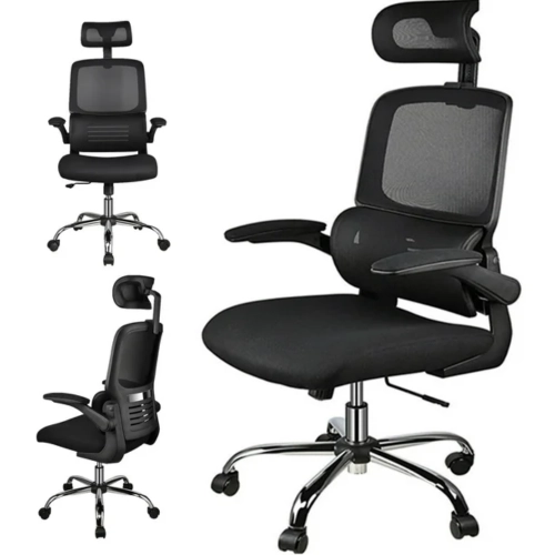 Chaise bureau ergonomique, siège de bureau à haut dossier, fauteuil de  bureau en maille respirante avec appuie-tête réglable, accoudoir reglable