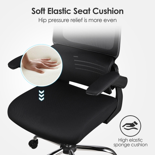 High Back Ergonomic Office Chair with Adjustable Headrest, Desk Chair Task Chair Computer Chair with Lumbar Support and 90° Flip-up Armrests