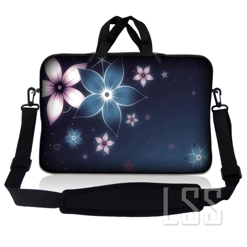 LSS  Laptop Skin Shop 17-17.3 Inch Neoprene Laptop Sleeve Bag Carrying Case With Handle And Adjustable Shoulder Strap - Plumeria Flower Floral