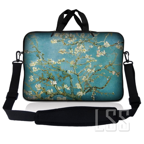 LSS  Laptop Skin Shop 17-17.3 Inch Neoprene Laptop Sleeve Bag Carrying Case With Handle And Adjustable Shoulder Strap - Almond Trees