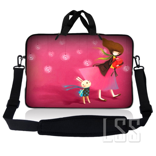 LSS  Laptop Skin Shop 15-15.6 Inch Neoprene Laptop Sleeve Bag Carrying Case With Handle And Adjustable Shoulder Strap - Girl Birthday Party