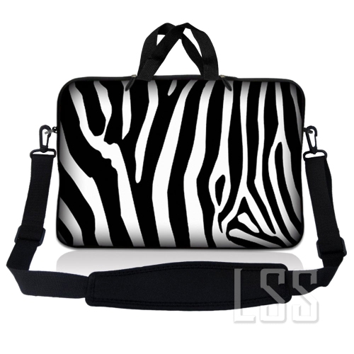 LSS Laptop Skin Shop 12 - 13.3 Inch Neoprene Laptop Sleeve Bag Carrying Case With Handle And Adjustable Shoulder Strap - Zebra Print