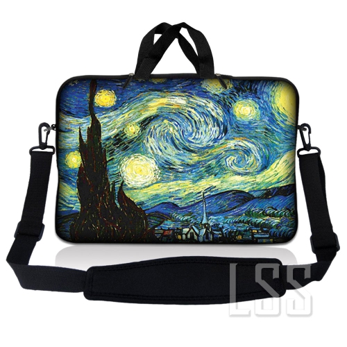 LSS  Laptop Skin Shop 17-17.3 Inch Neoprene Laptop Sleeve Bag Carrying Case With Handle And Adjustable Shoulder Strap - Starry Night