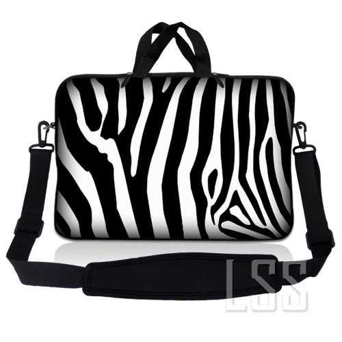 Laptop Skin Shop 10-11.6 inch Neoprene Laptop Sleeve Bag Carrying Case with Handle and Adjustable Shoulder Strap - Zebra Print