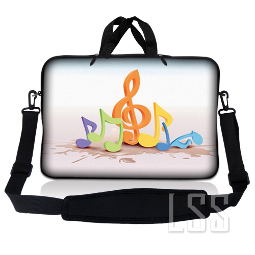 Laptop Skin Shop 12 - 13.3 inch Neoprene Laptop Sleeve Bag Carrying Case with Handle and Adjustable Shoulder Strap - Music Notes