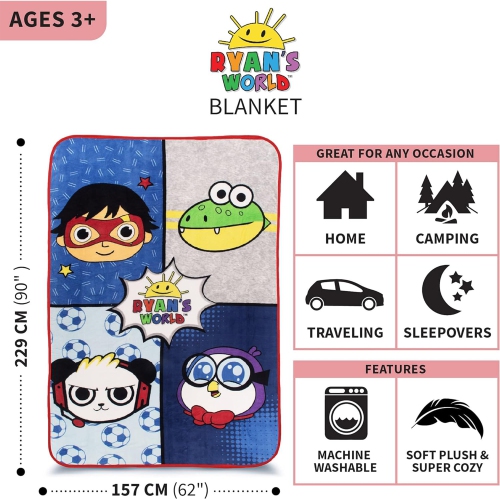 Ryan’s World" Bedding Ultra Soft Micro Raschel Throw Blanket for Kids