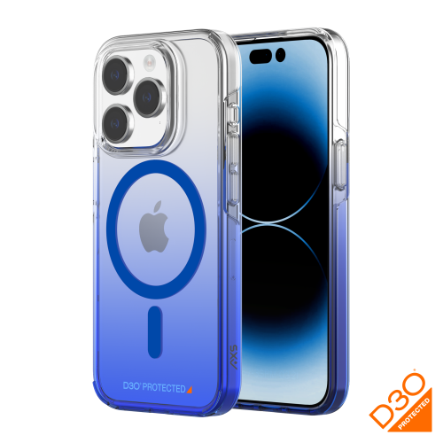Étui Crystal Shield D3O® AXS fabriqué avec des matériaux recyclés MagSafe compatible avec Apple iPhone 15 Pro Max | Sapphire gradient