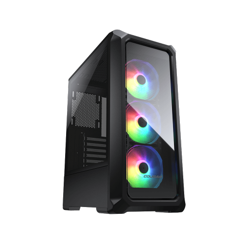 Cougar – Boîtier d'ordinateur mi-tour ATX ARCHON 2 RGB, panneau latéral en verre trempé, 3 ventilateurs 120&nbsp;mm ARGB préinstallés, noir