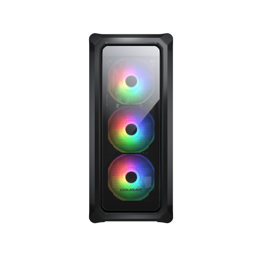 Cougar – Boîtier d'ordinateur mi-tour ATX ARCHON 2 RGB, panneau latéral en verre trempé, 3 ventilateurs 120 mm ARGB préinstallés, noir
