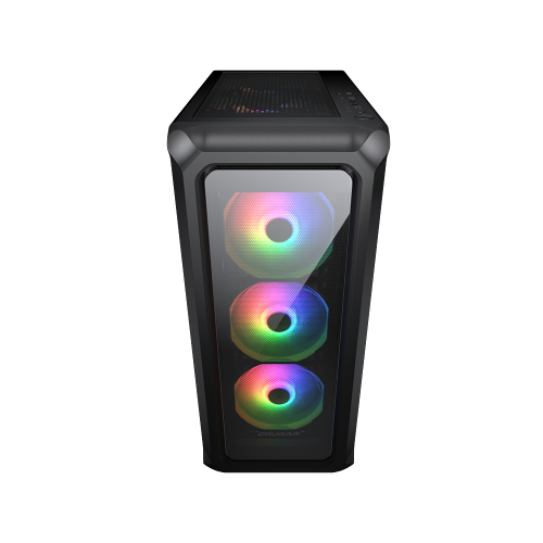 Cougar – Boîtier d'ordinateur mi-tour ATX ARCHON 2 RGB, panneau latéral en verre trempé, 3 ventilateurs 120 mm ARGB préinstallés, noir
