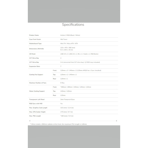 Cougar ARCHON 2 RGB Mid Tower ATX Computer Case, Tempered Glass Side Panel, 3x 120mm ARGB Fans Pre-Installed, White