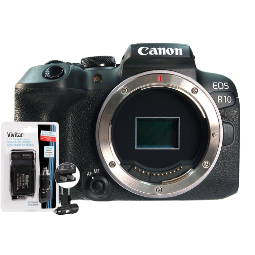 Canon EOS R10 Mirrorless Camera Body Black with Replacement Battery and Charger