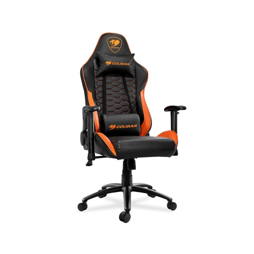 Cougar Outrider Office Gaming Chair - Ergonomic, High Back Premium Breathable PVC Leather Reclining Backrest Headrest & Lumbar Cushions, Orange/Black